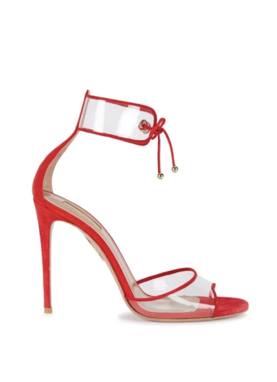 AQUAZZURA Optic D'orsay Suede Sandal Red Clear Heels Ankle Wrap 39